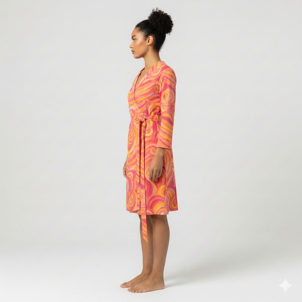 Wrap Dress Sunset Swirls