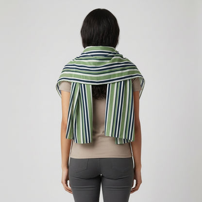 Scarf–Green & Navy Stripe