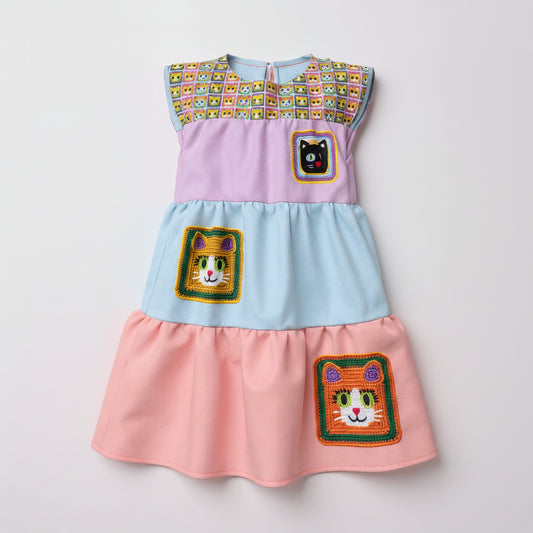 Meowsville Dress in Ice Cream