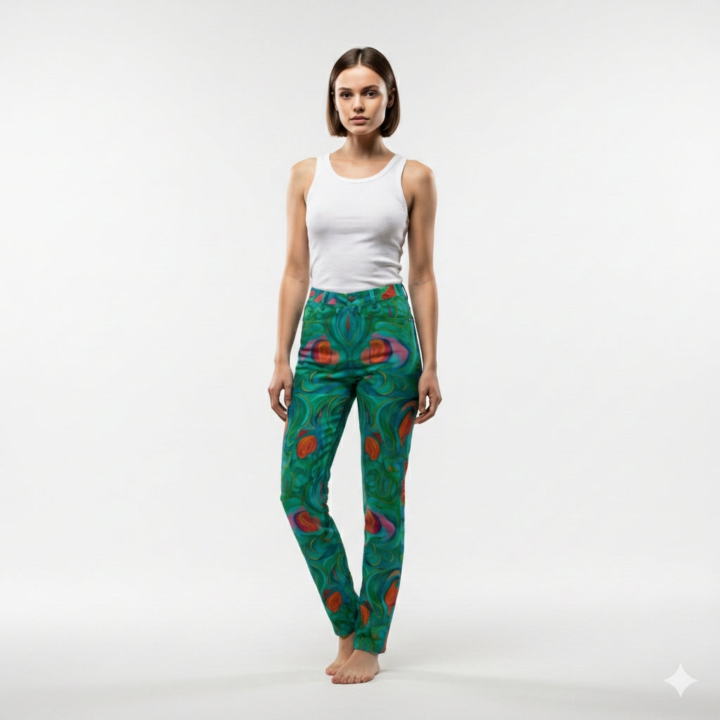 Skinny Jeans Floral Swamp – Slim Jeans in Heavyweight Stretch Cotton Denim