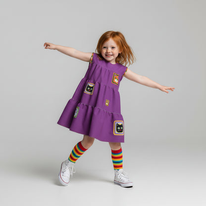 Cat Crochet Dress in Magic Purple
