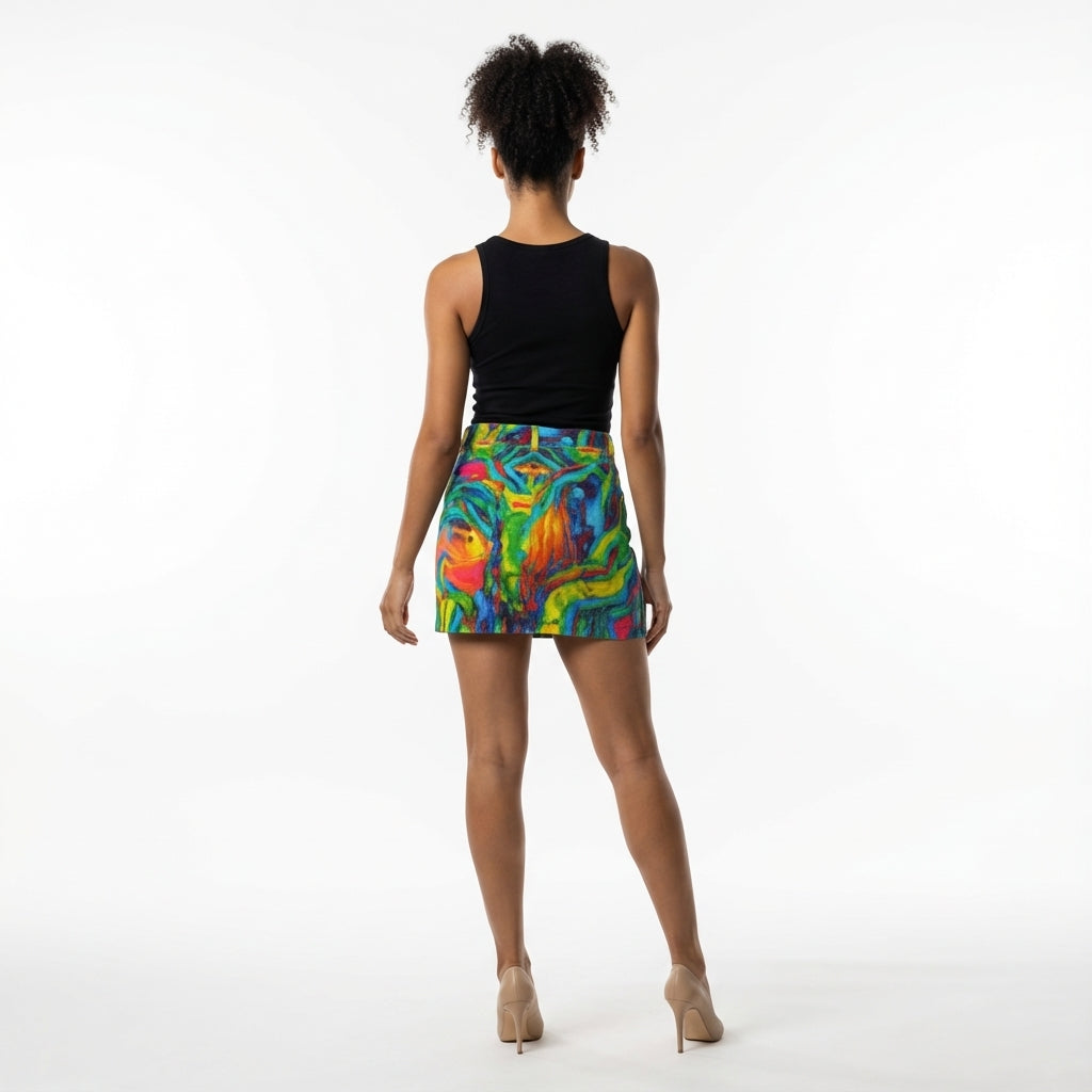 Denim Mini Skirt Green Jungle
