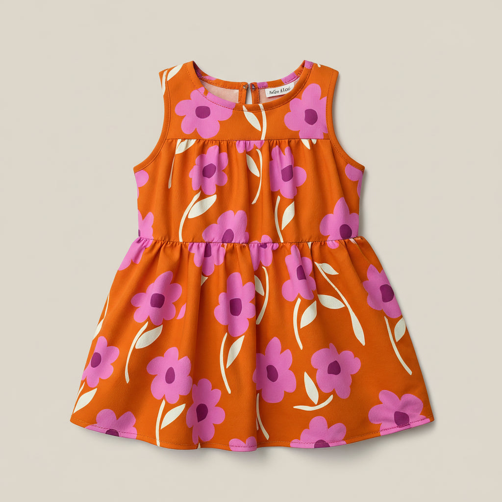 Little Lizzie Ruffle Top - Lined - Orange