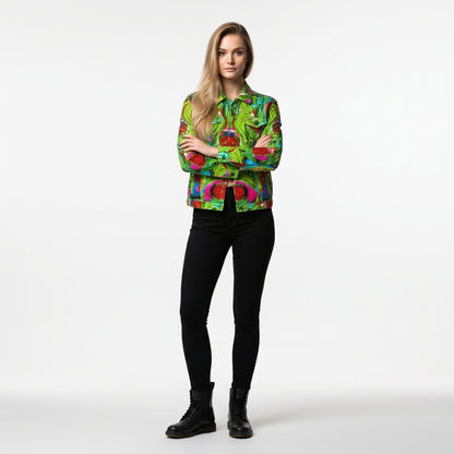 Demin Jacket Pink Water Lilies Jean Jacket