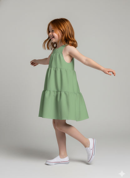 Ruffle Dress without Lining in Pima Cotton Poplin