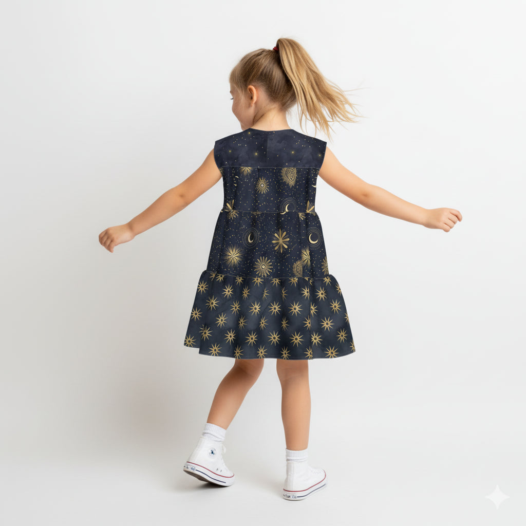 Celestial Ruffle Dress - Lightweight Cotton