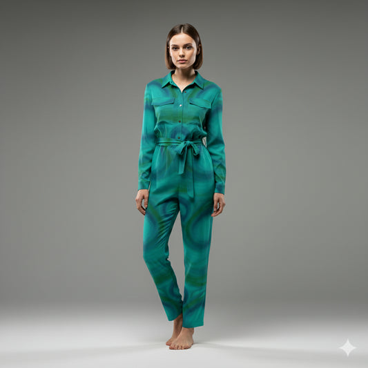 Lightweight Button Front Jumpsuit Indigo Child