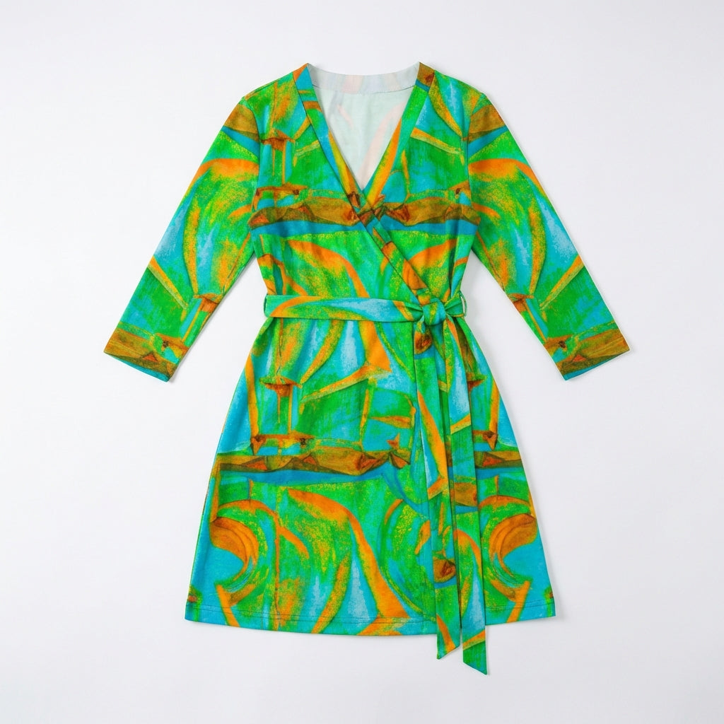 Wrap Dress Palm Tree Island – Traditional Jersey Wrap Dress