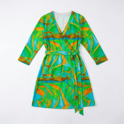 Wrap Dress Palm Tree Island – Traditional Jersey Wrap Dress