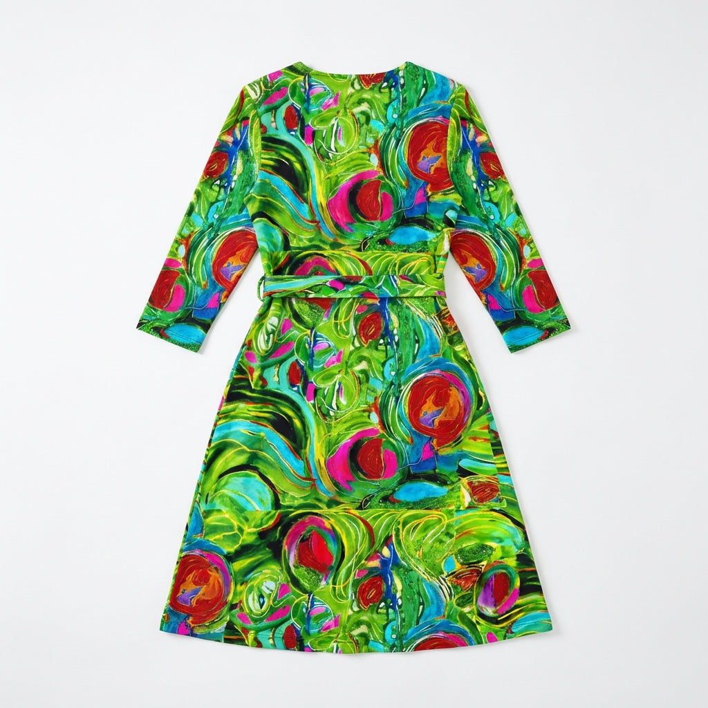 Wrap Dress Pink Water Lilies – Traditional Jersey Wrap Dress