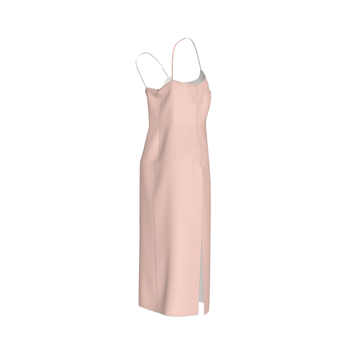 Darted Slip Dress in Lightweight Stretch Silk Satin