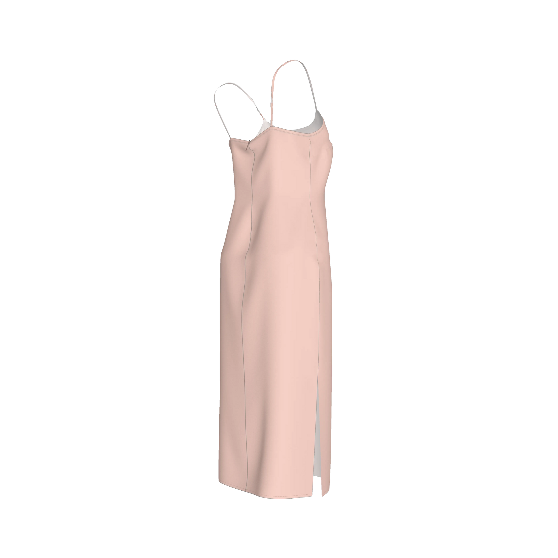 Darted Slip Dress in Lightweight Stretch Silk Satin