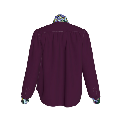 Women's Bow Blouse (purple/floral)