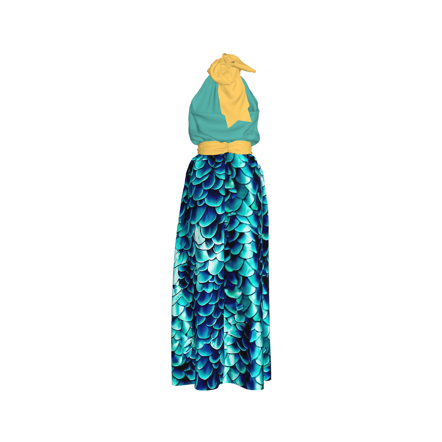 Elastic Waist Halter Maxi in Pima Cotton Poplin