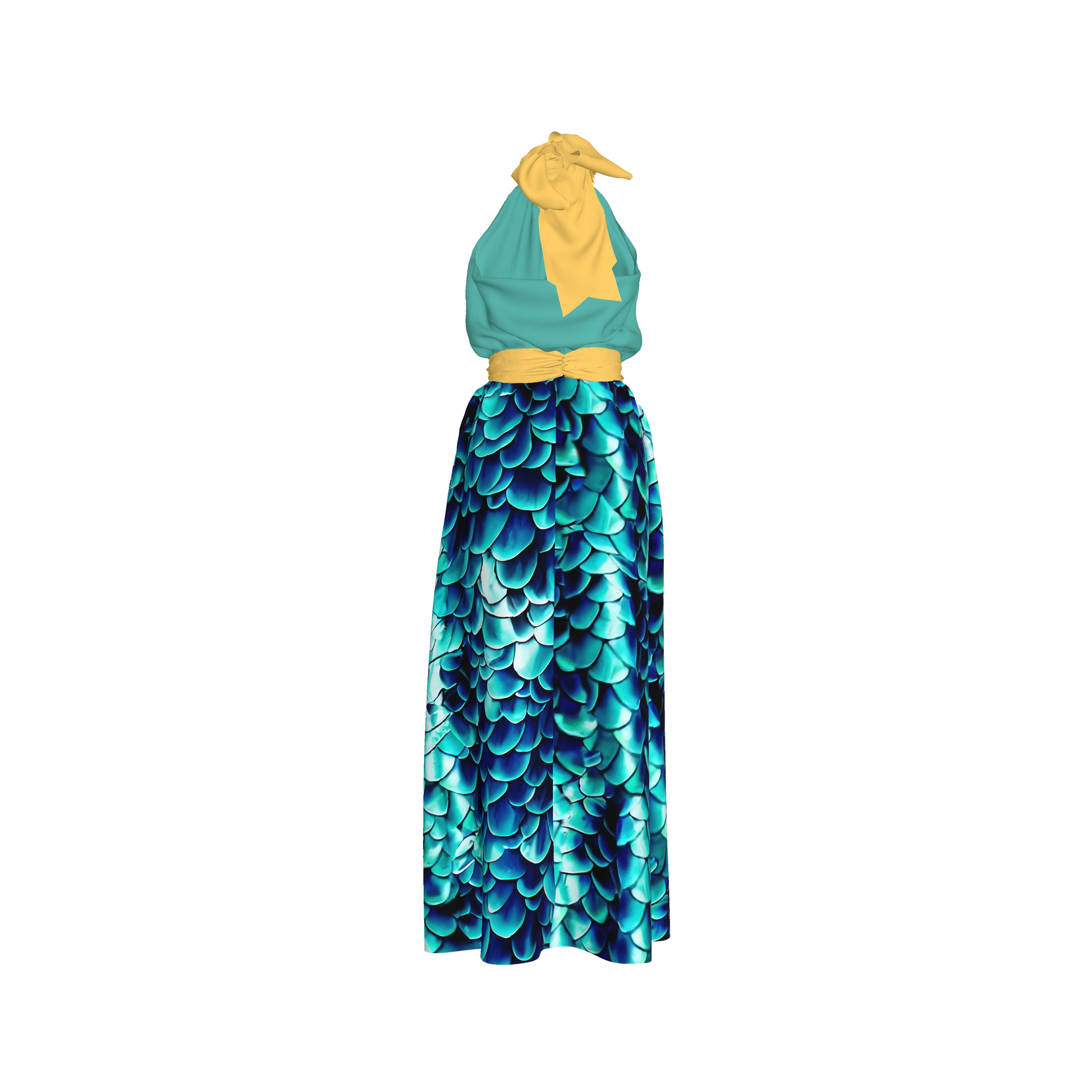 Elastic Waist Halter Maxi in Pima Cotton Poplin