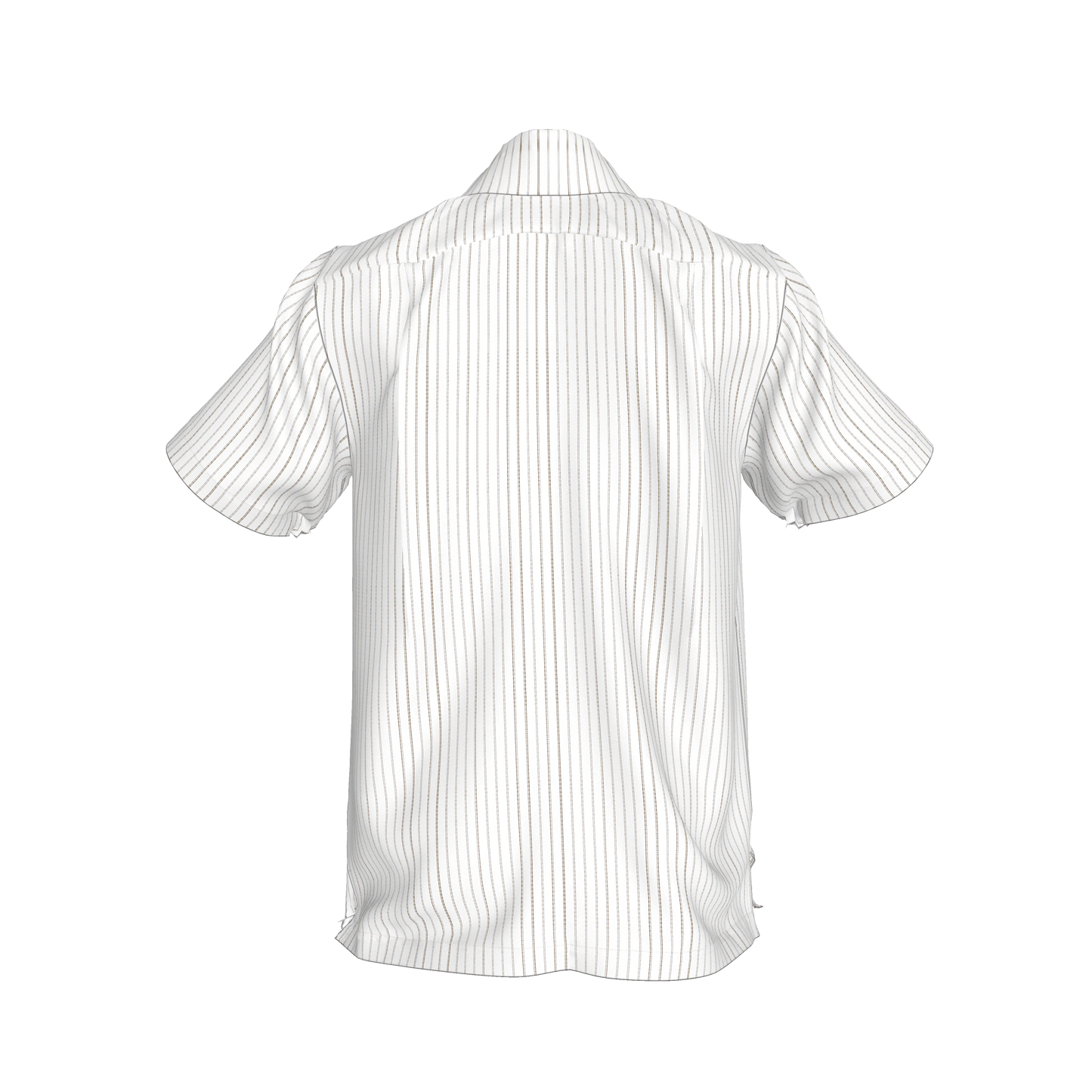 White on Black Trim Pinstripe on Short Sleeve Men’s Shirt with Collar