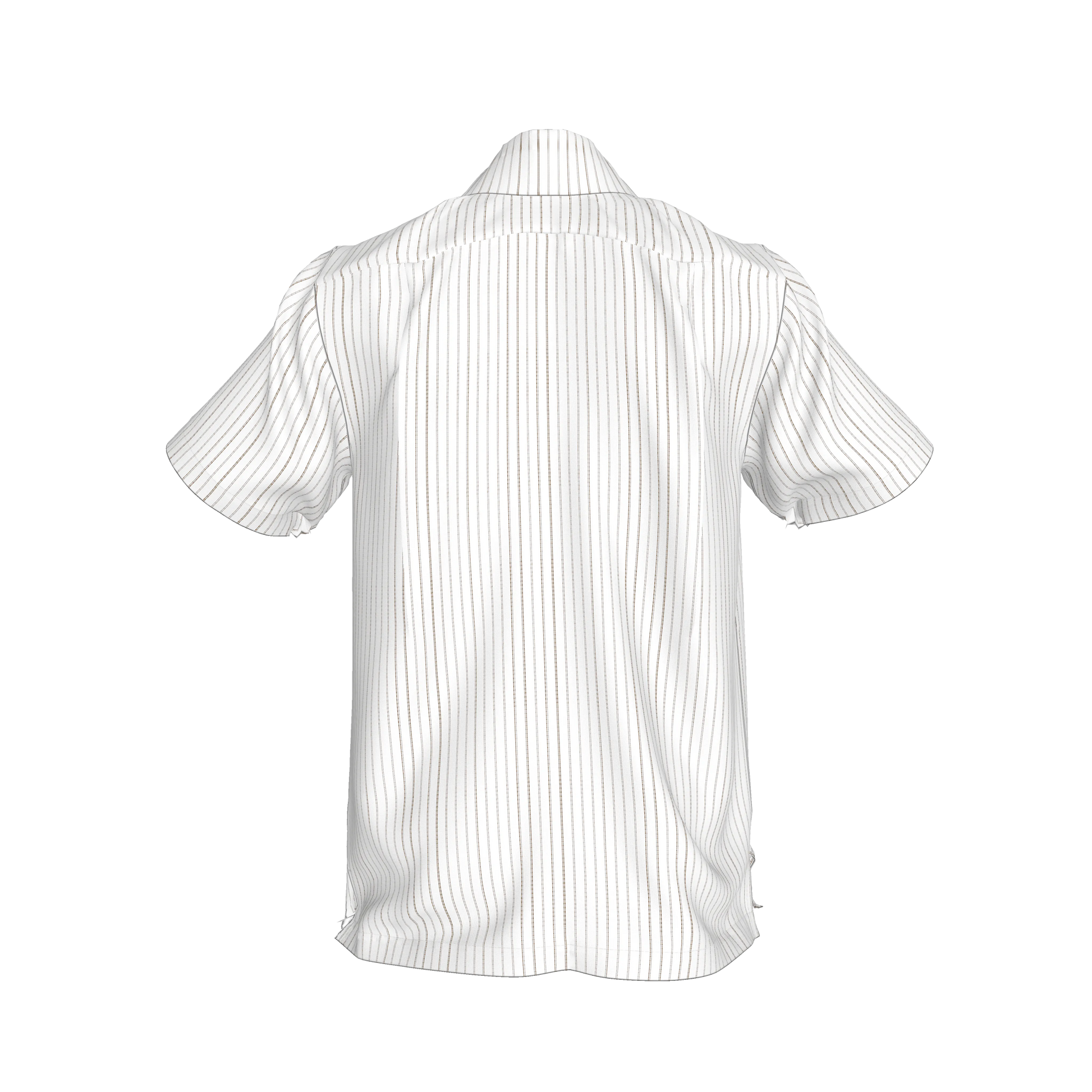 White on Black Trim Pinstripe on Short Sleeve Men’s Shirt with Collar