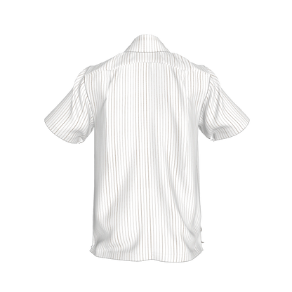 White on Black Trim Pinstripe on Short Sleeve Men’s Shirt with Collar