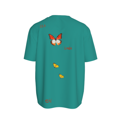 Boxy Unisex Tshirt - mariposita tshirt turquesa in Organic Cotton Ponte