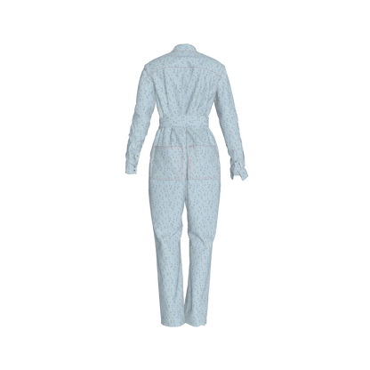 Lightweight Button Front Jumpsuit in Brushed Organic Cotton Twill