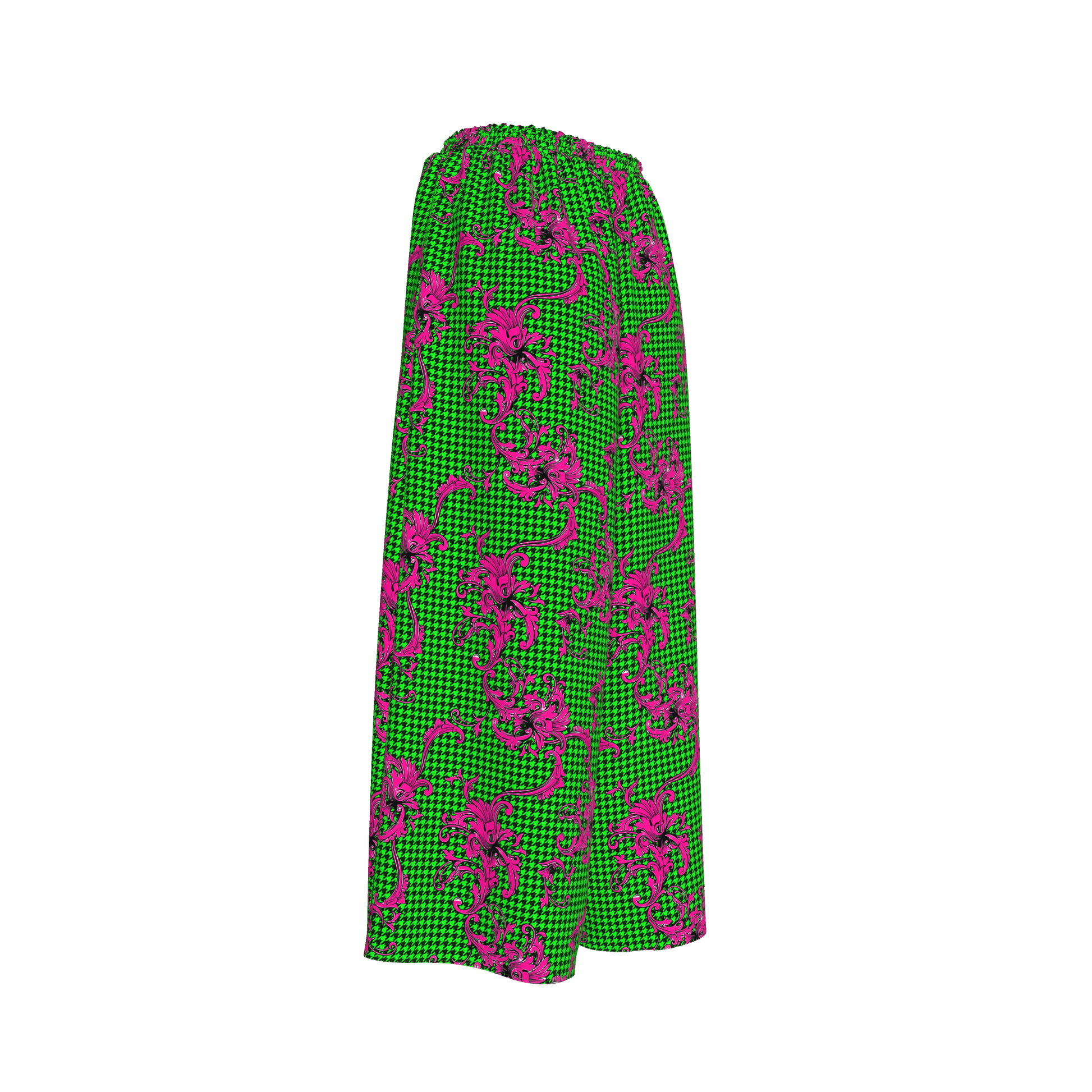 Pink & Green Houndstooth Palazzo Pants