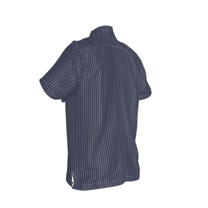 White on Dk Blue Short Sleeve Men’s Shirt with Collar