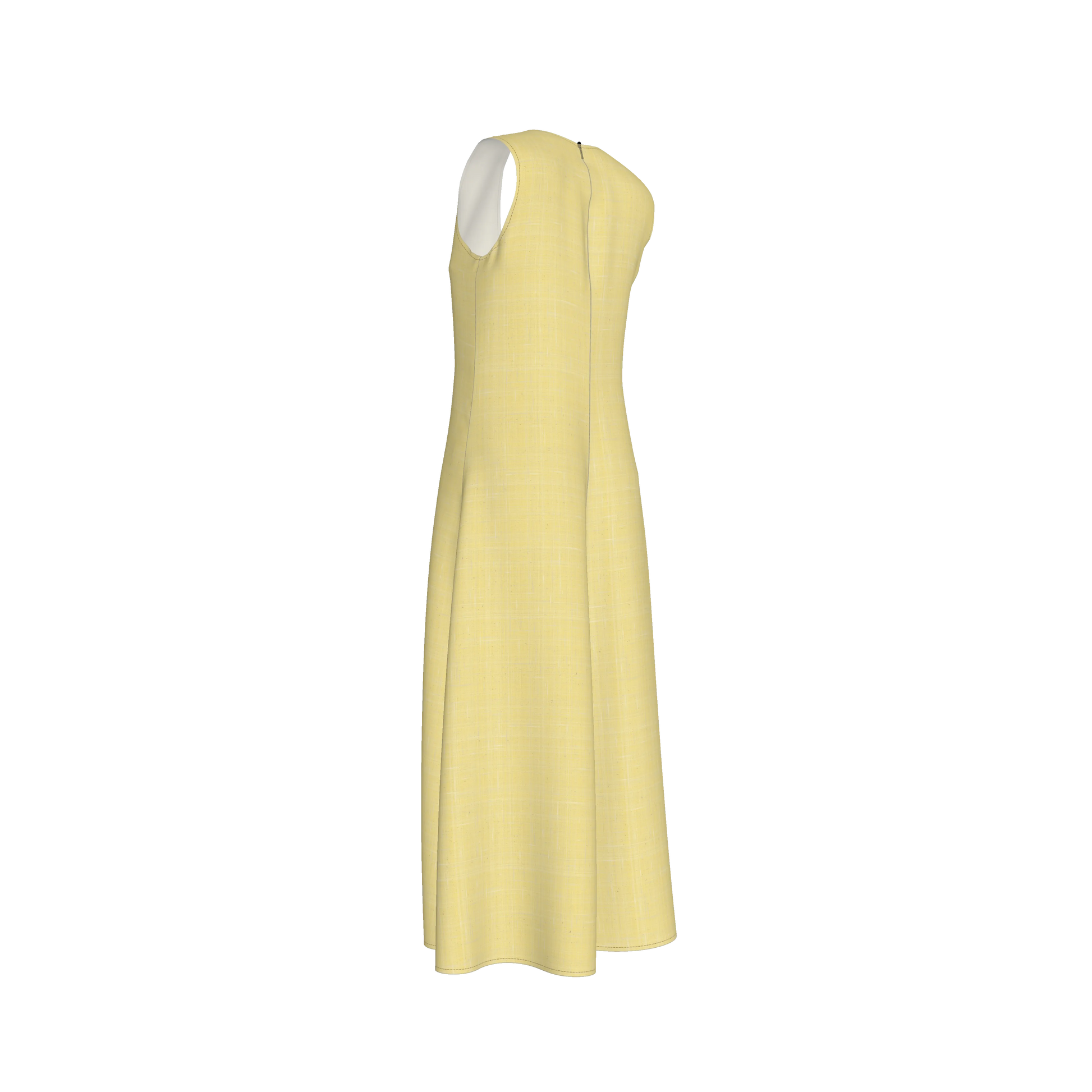 V-Neck A-Line Dress in Lightweight Cotton Poplin