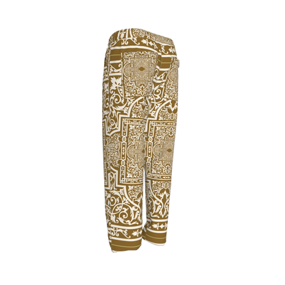 Andre Pullstring Pants: Elastic Waist Pegged Trouser in Ornate Baroque Print