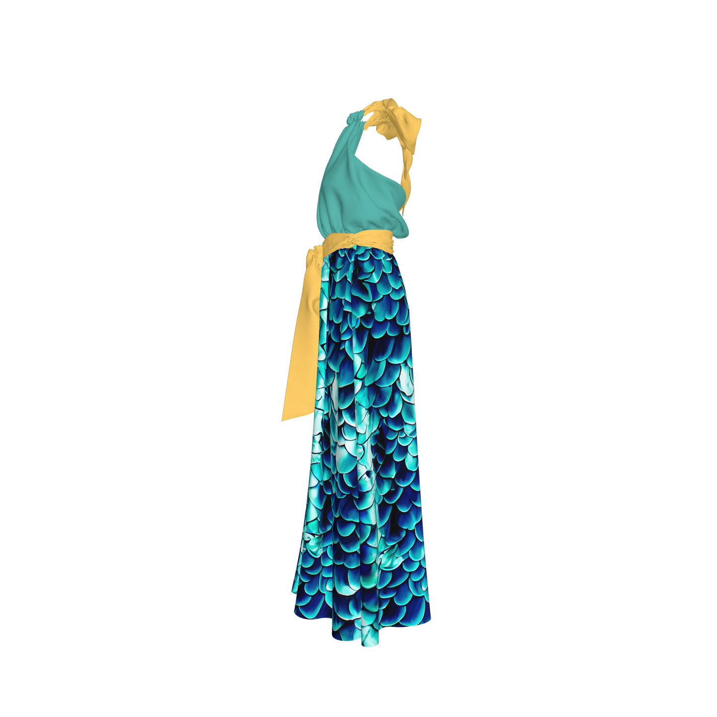 Elastic Waist Halter Maxi in Pima Cotton Poplin