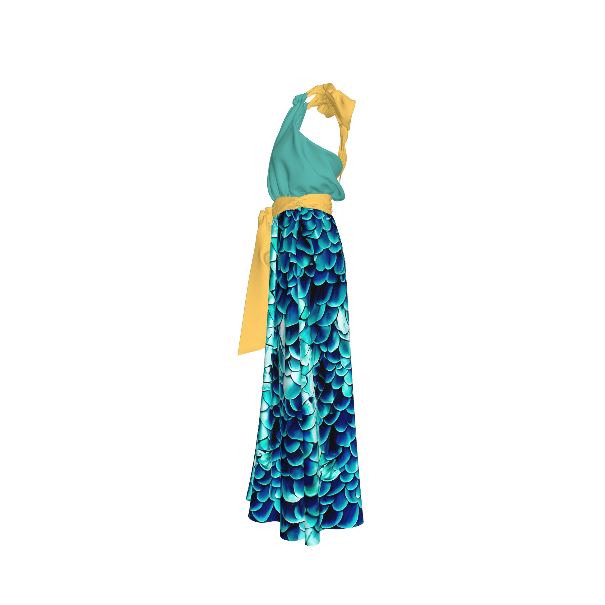 Elastic Waist Halter Maxi in Pima Cotton Poplin