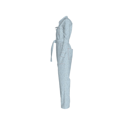 Lightweight Button Front Jumpsuit in Brushed Organic Cotton Twill