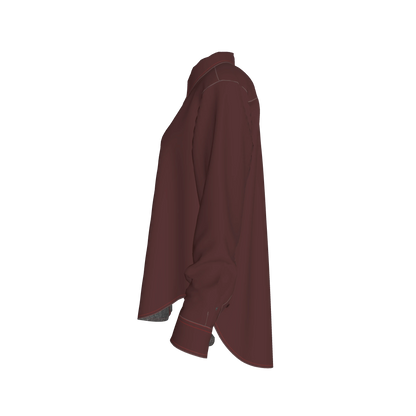 Oversized Organic Cotton Twill Shirt – Deep Wine