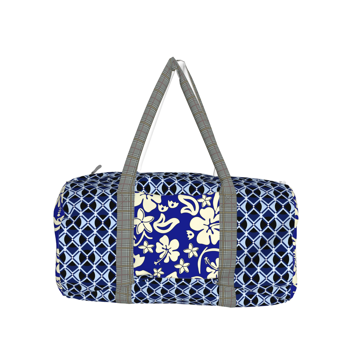 19" Duffel Bag in Digital Indigo Grid/Floral Print
