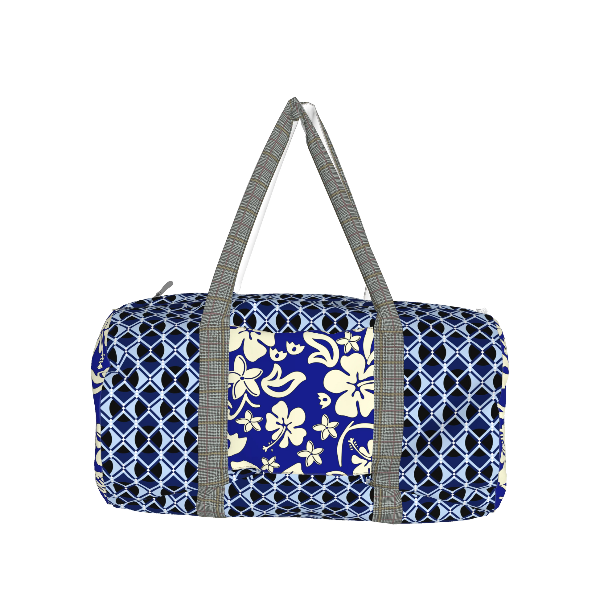 19" Duffel Bag in Digital Indigo Grid/Floral Print