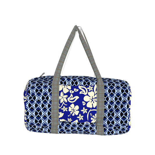 19" Duffel Bag in Digital Indigo Grid/Floral Print