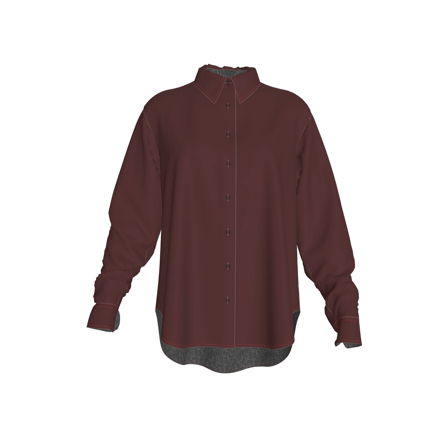 Oversized Organic Cotton Twill Shirt – Deep Wine