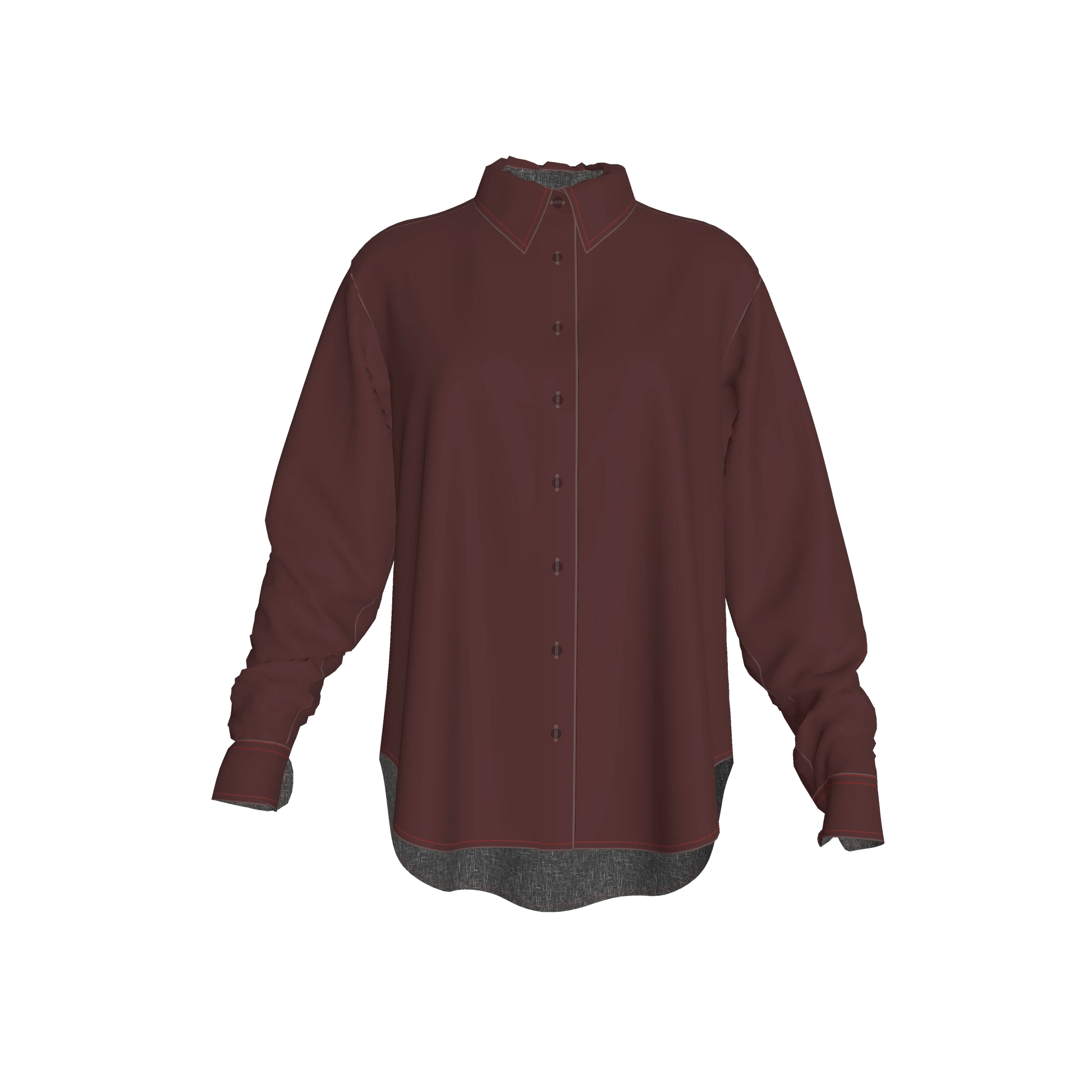 Oversized Organic Cotton Twill Shirt – Deep Wine