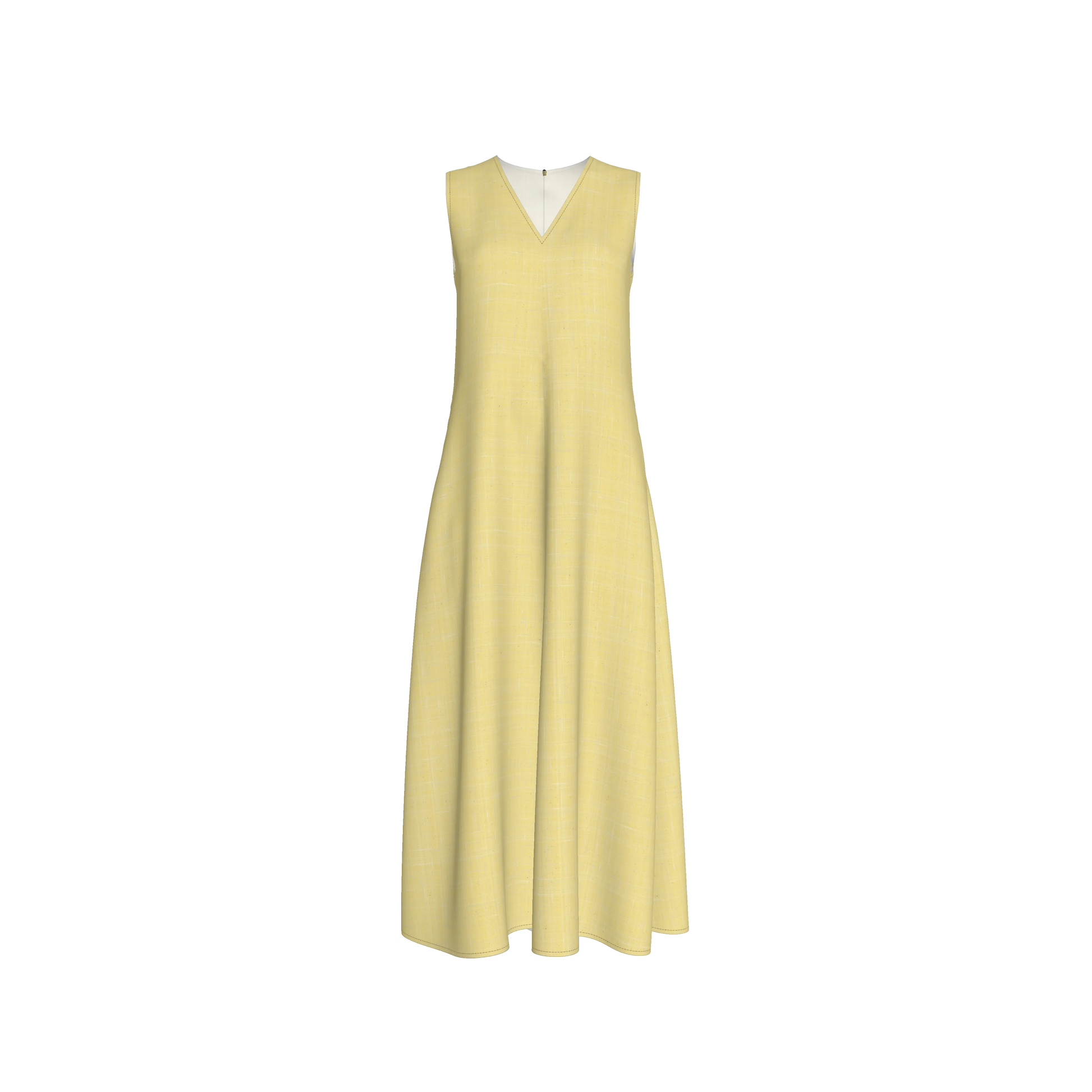 V-Neck A-Line Dress in Lightweight Cotton Poplin