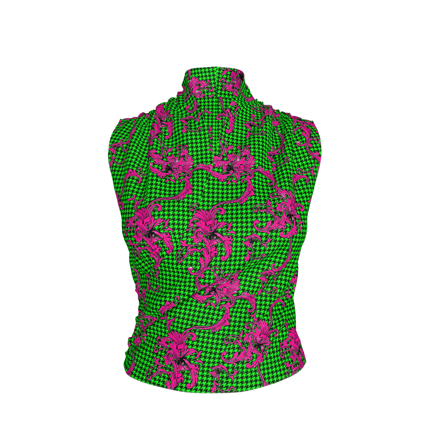Pink & Green Houndstooth Surplice - Bamboo/Cotton Blend