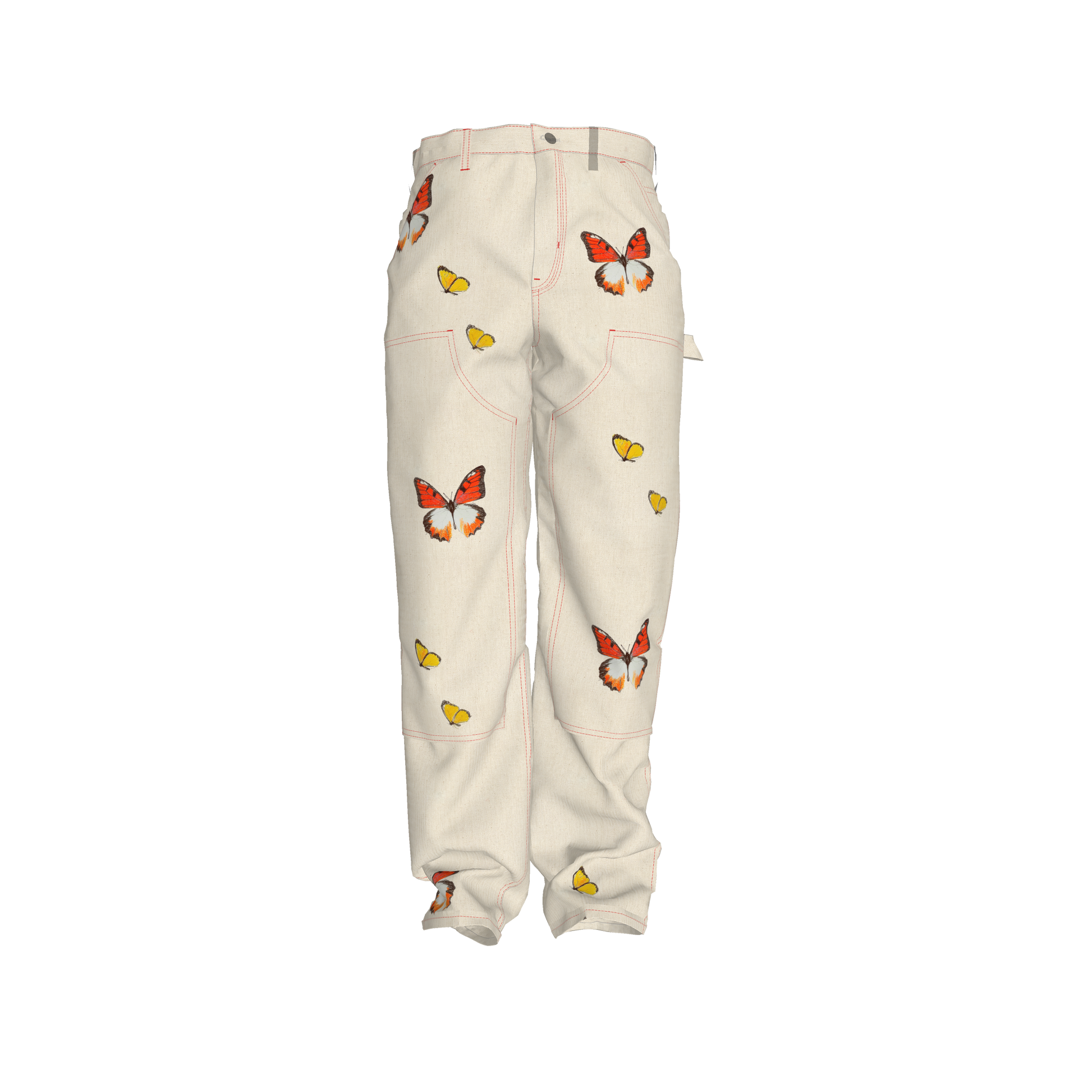 men's boxy double front pant - unisex low waist pants  in Stretch Organic Cotton Twill
