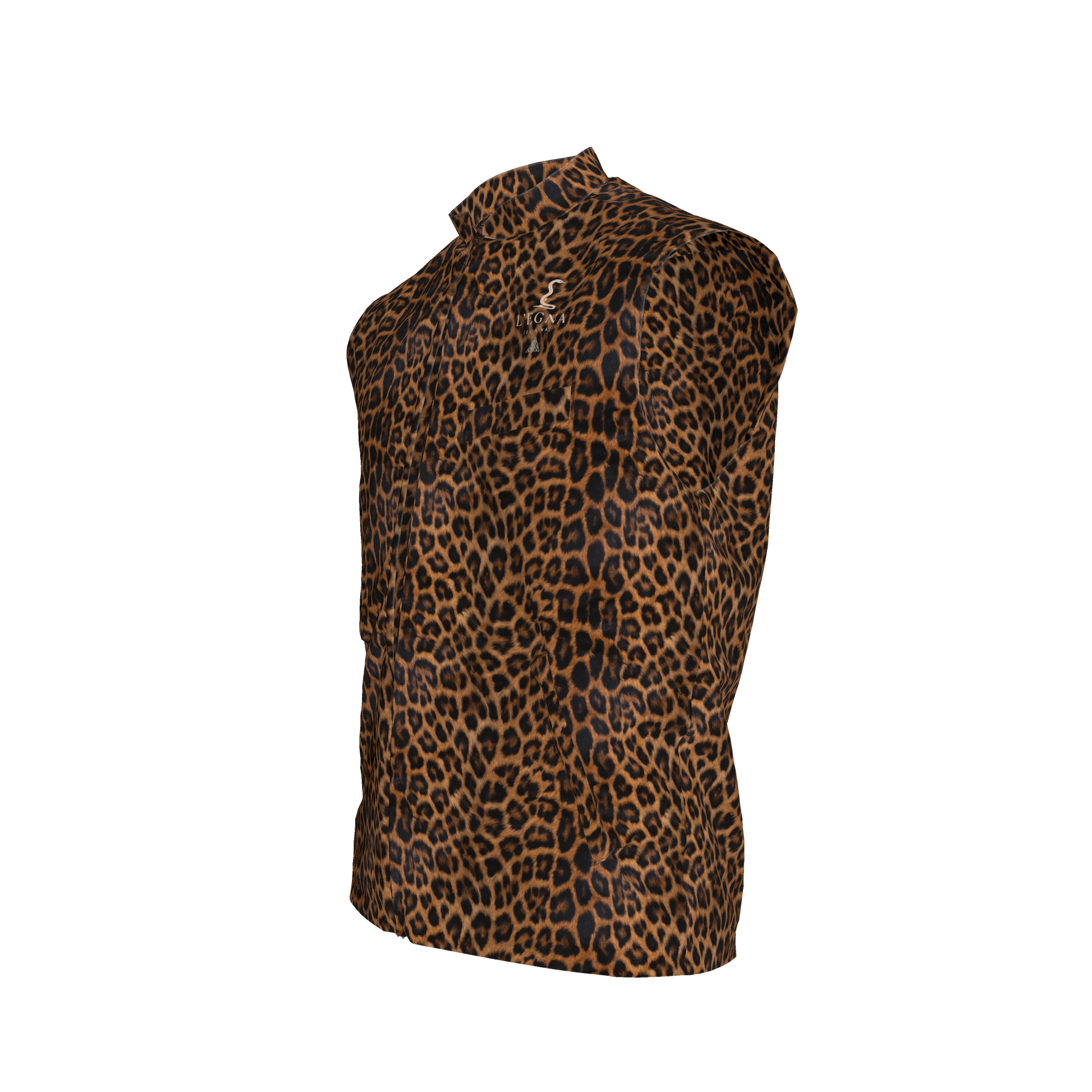 L'EGNA RISING (LEOPARD) VEST – Heavy Stretch Cotton Twill Gilet
