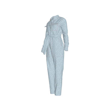 Lightweight Button Front Jumpsuit in Brushed Organic Cotton Twill