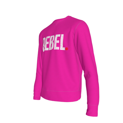 Tailored Crewneck Sweatshirt in Bold Pink "REBEL" Print