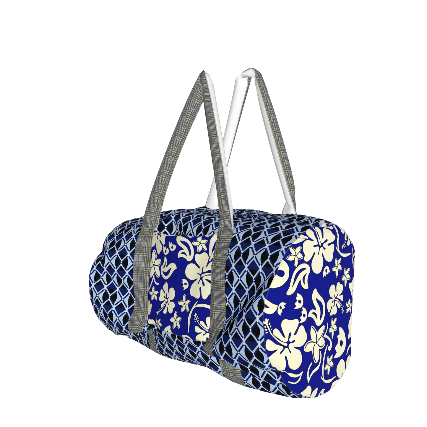 19" Duffel Bag in Digital Indigo Grid/Floral Print