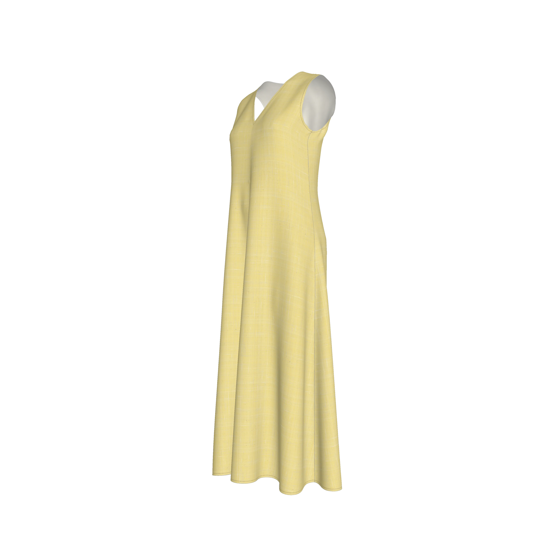 V-Neck A-Line Dress in Lightweight Cotton Poplin