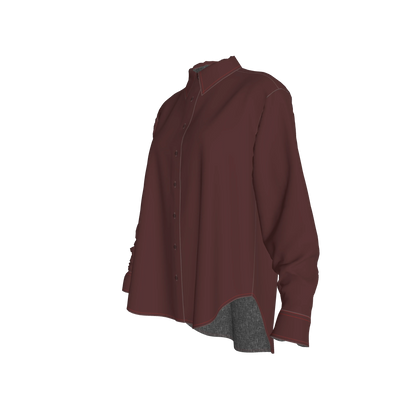 Oversized Organic Cotton Twill Shirt – Deep Wine