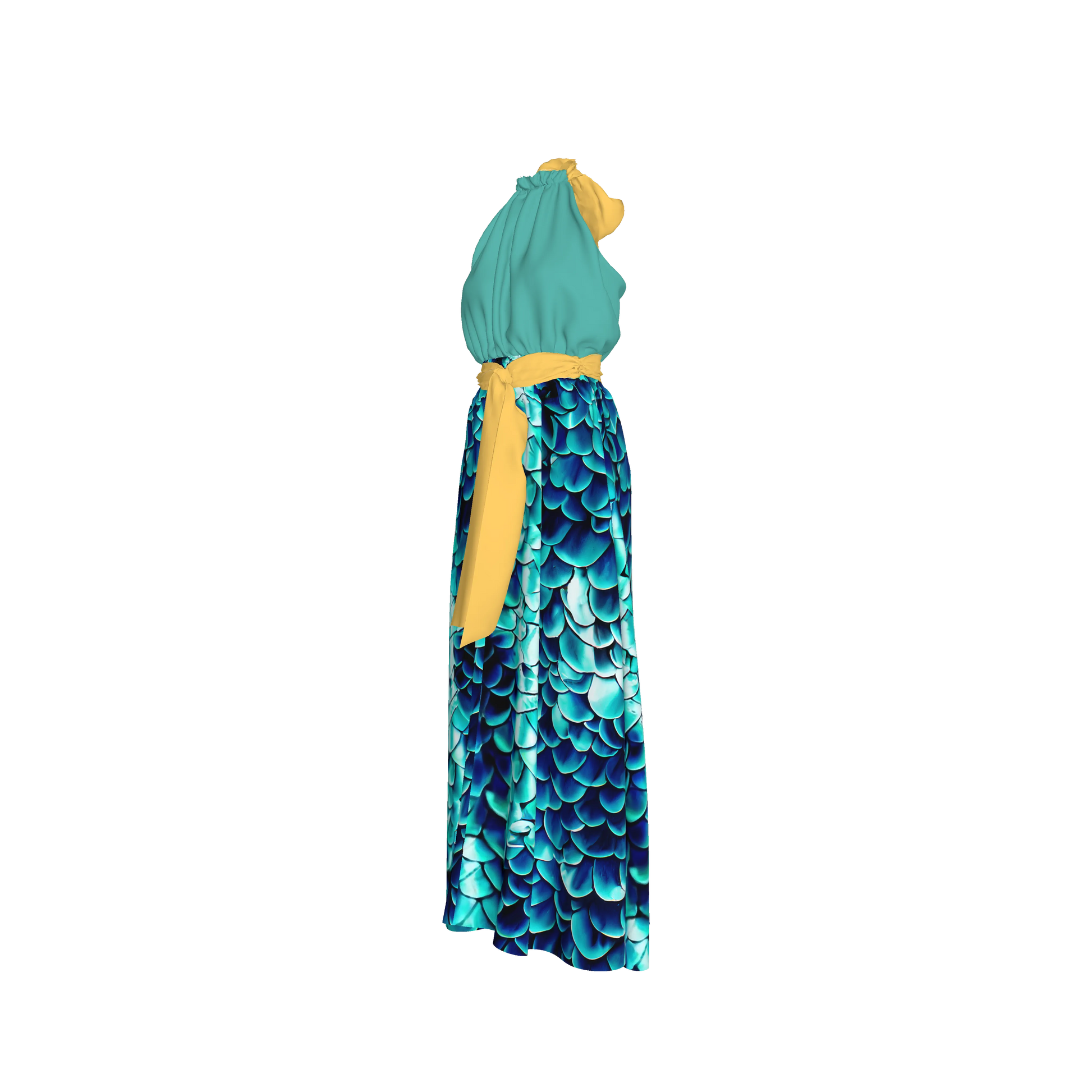 Elastic Waist Halter Maxi in Pima Cotton Poplin
