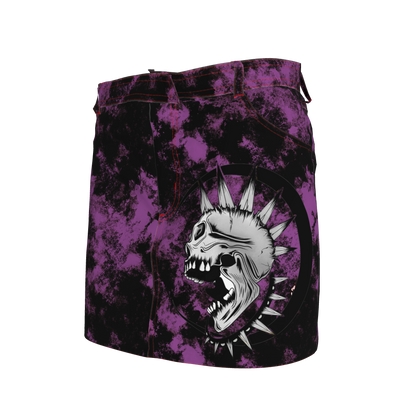 Purple Punk Skull Denim Mini