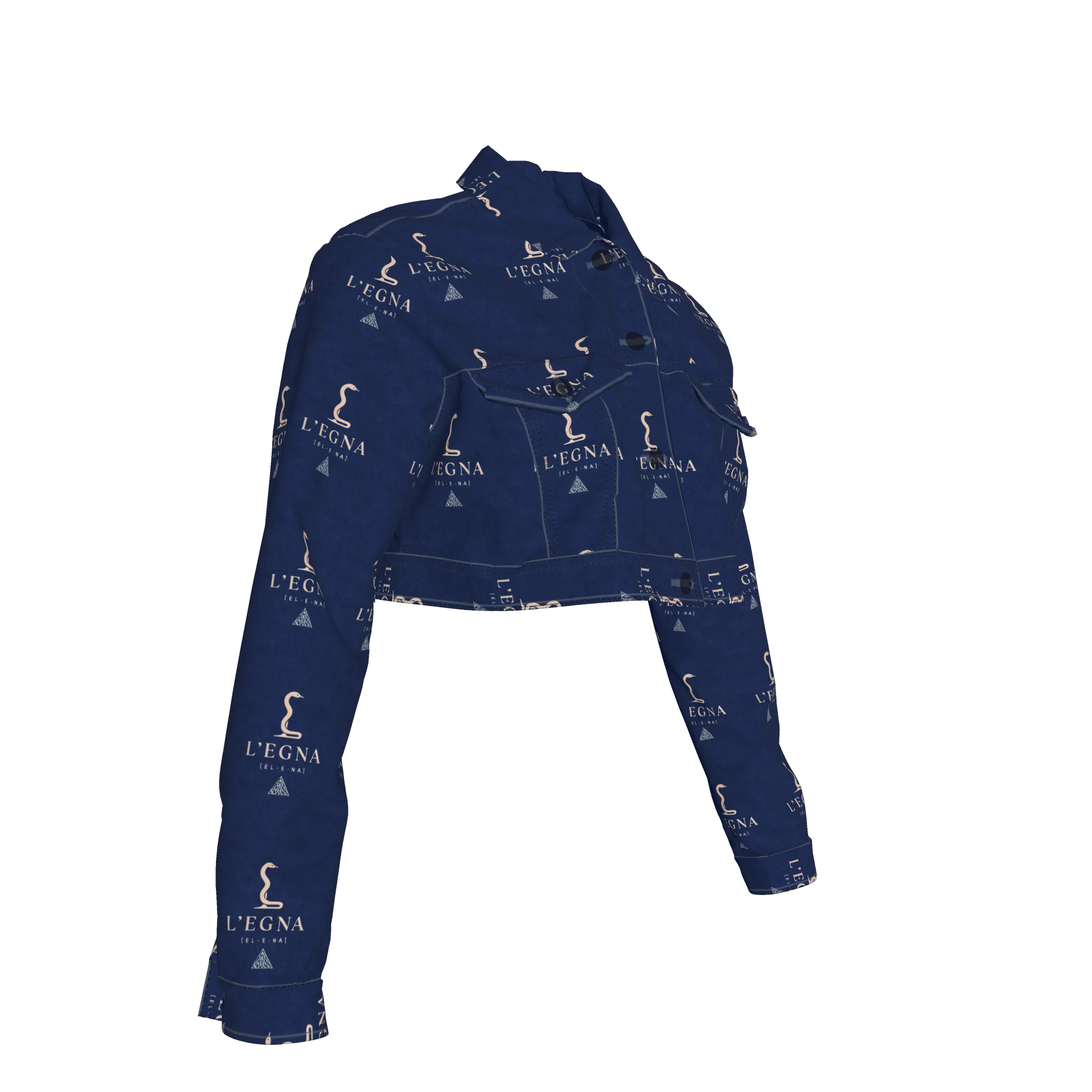 L'EGNA RISING BLUEBLOOD Cropped Jean Jacket (ALL-OVER PRINT)