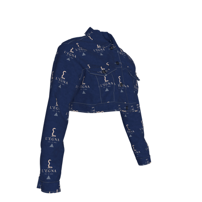 L'EGNA RISING BLUEBLOOD Cropped Jean Jacket (ALL-OVER PRINT)